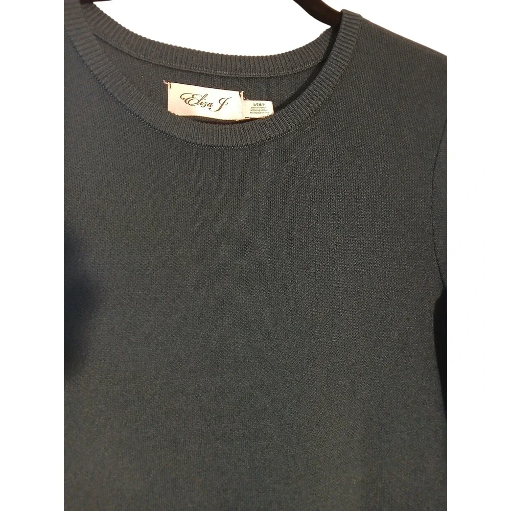 Eliza J Knit Midi Dress Long‎ Sleeve Crew Neck Teal Green Size S